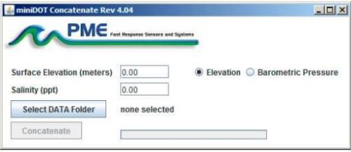 A screenshot captured of PME miniDOT dissolved oxygen software files being processed.