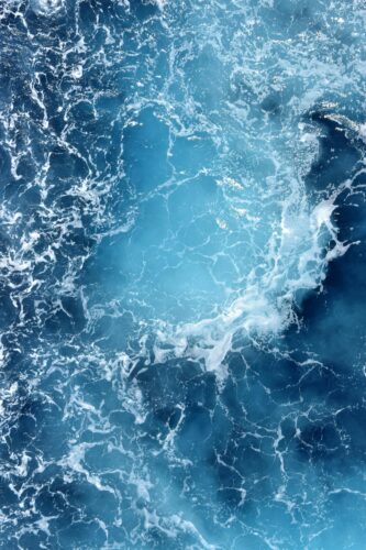 Ocean with white water.